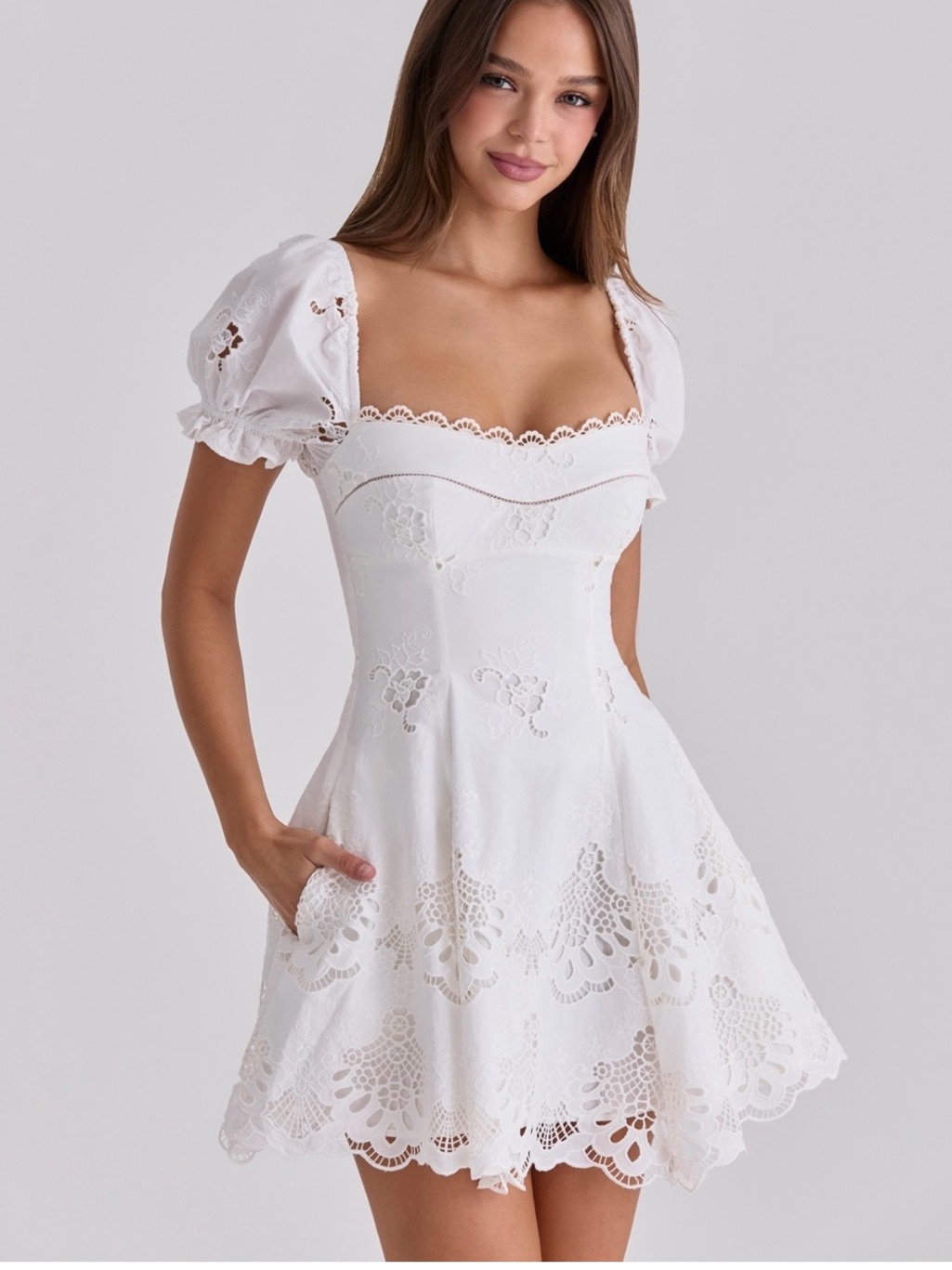 House Of Cb White Eyelet Mini Dress
